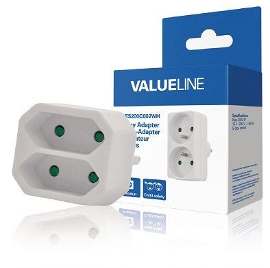 ValueLine VLES200C001WH Adapter for 2x sockets 220V EU