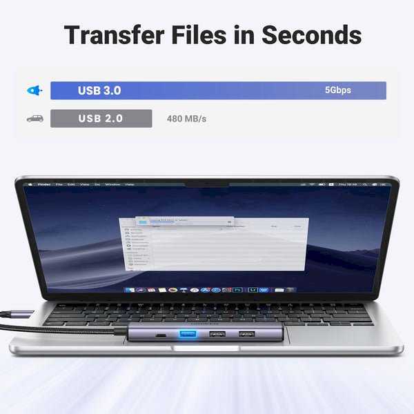 UGREEN 15495 Laptop Dock / Port Replicator USB 3.2 Gen 1 Type-C 100W PD 4K 3840 x 2160 / grey