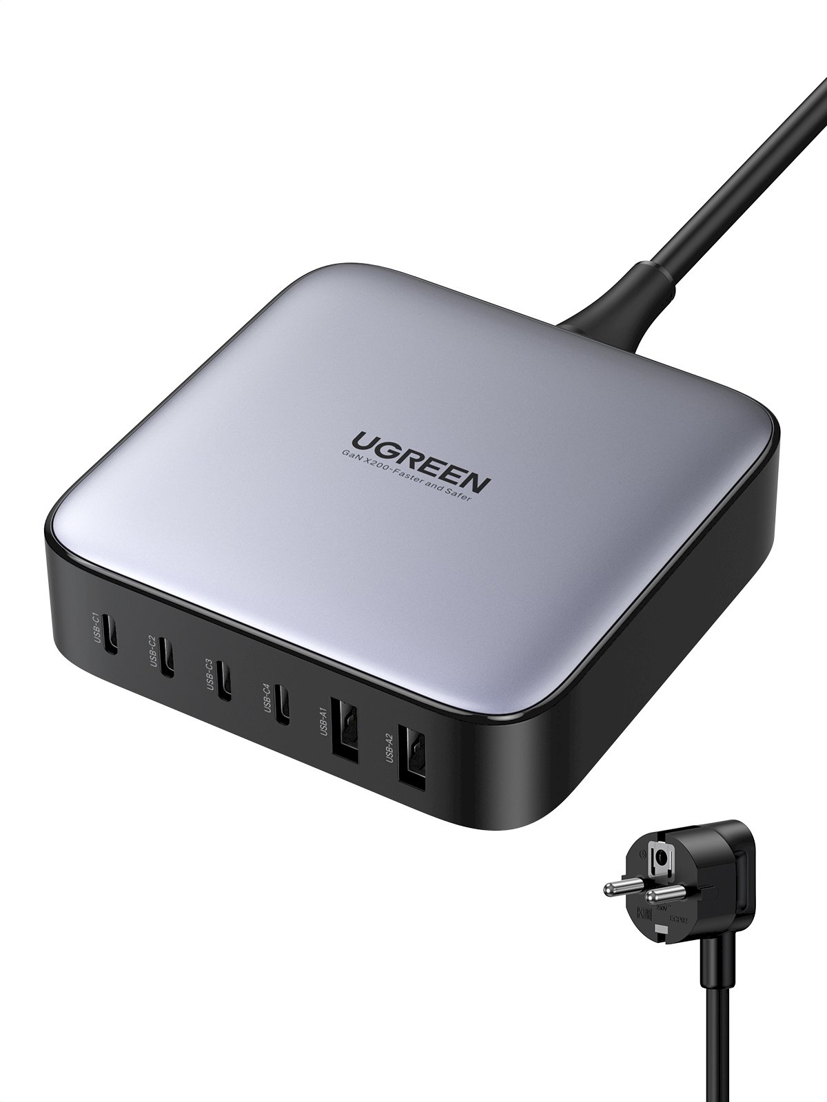 UGREEN 40914 Nexode 200W GaN Desktop USB-C USB-A Charger / black, grey