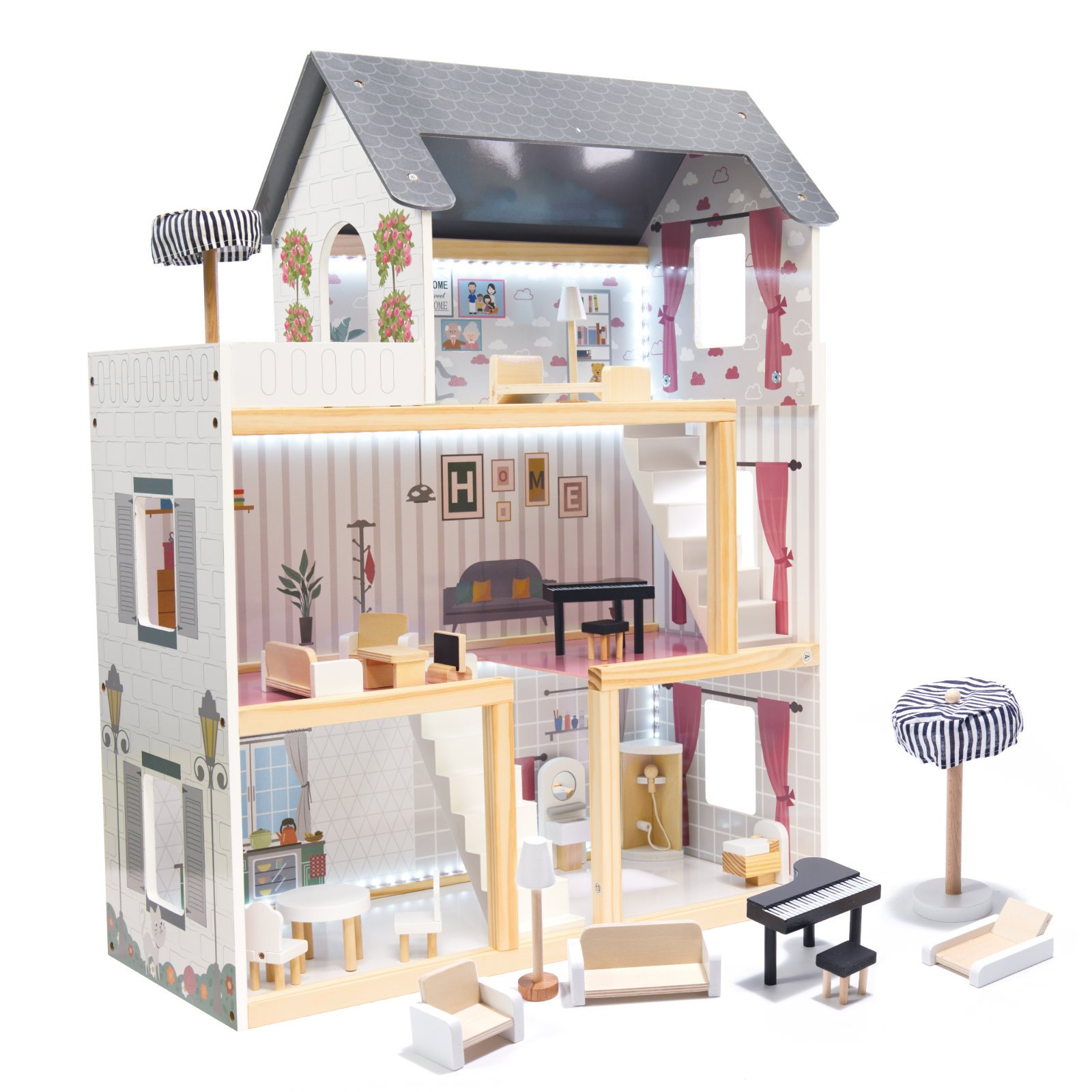 RoGer Wooden Doll House 78 cm