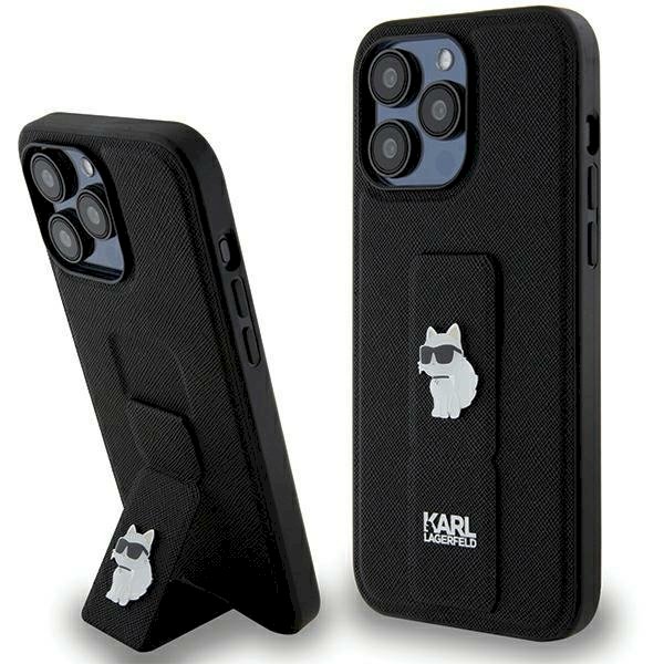 Karl Lagerfeld KLHCP13XGSACHPK Gripstand Saffiano Choupe Case for iPhone 13 Pro Max 6.7" / black
