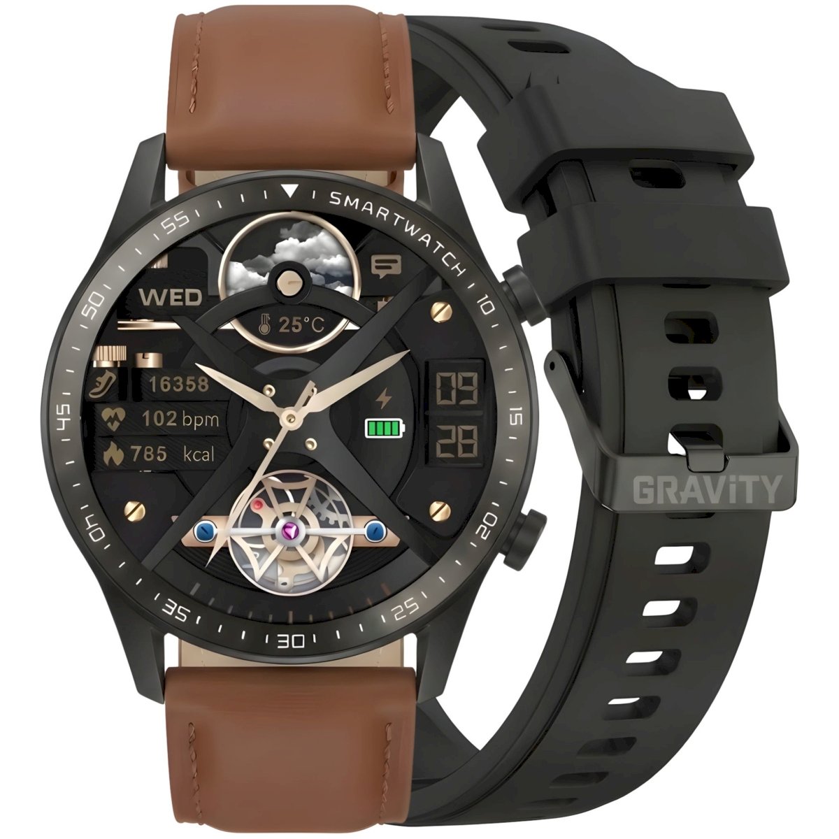 Gravity Smartwatch with 2 Straps GT10-4 / black