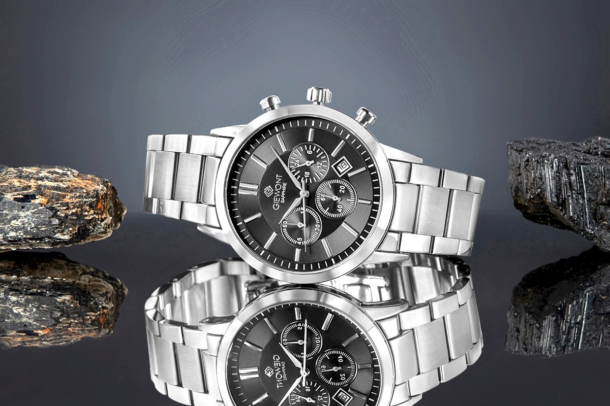 Giewont Men's Chronograph Sapphire Watch GW8510-B1 / silver/black