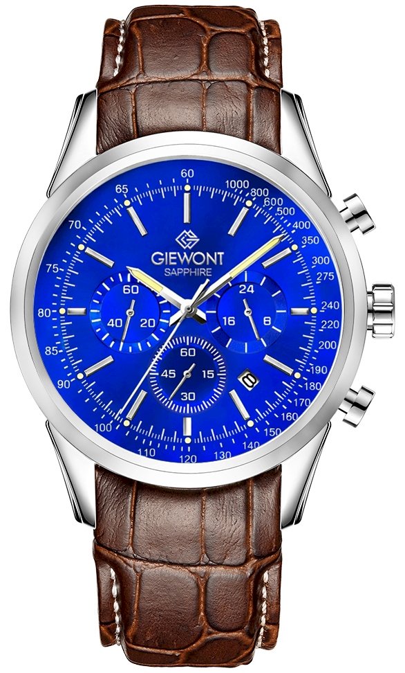 Giewont Chronograph Sapphire Men's Watch / silver blue