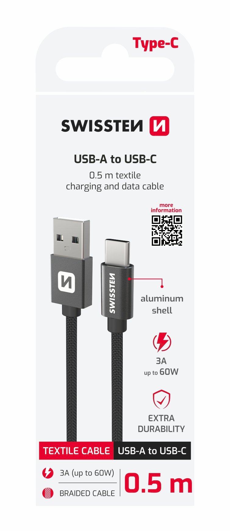 Swissten Textile USB / USB-C Data