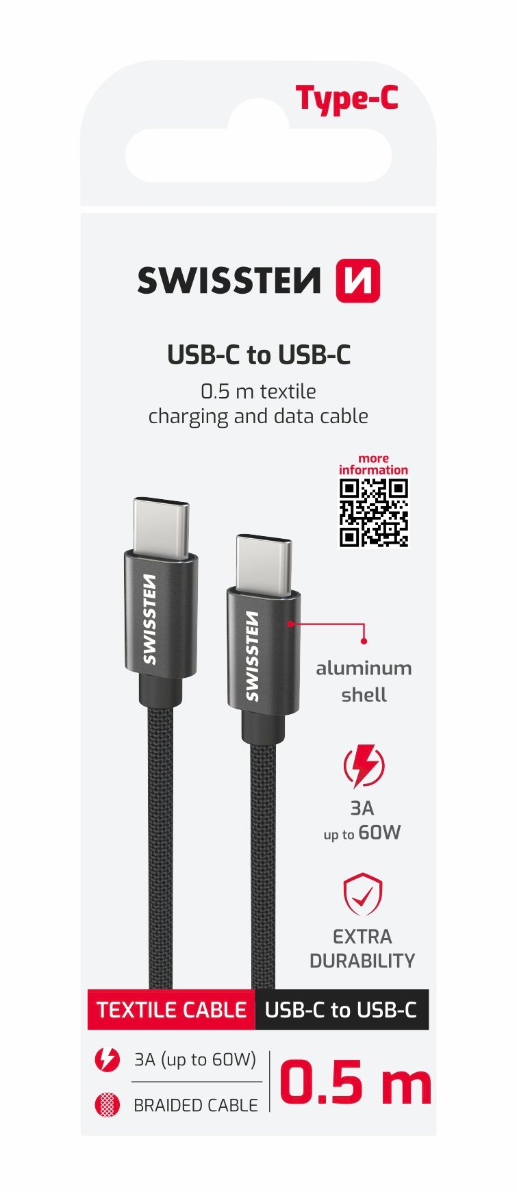 Swissten Textile USB-C / USB-C Data