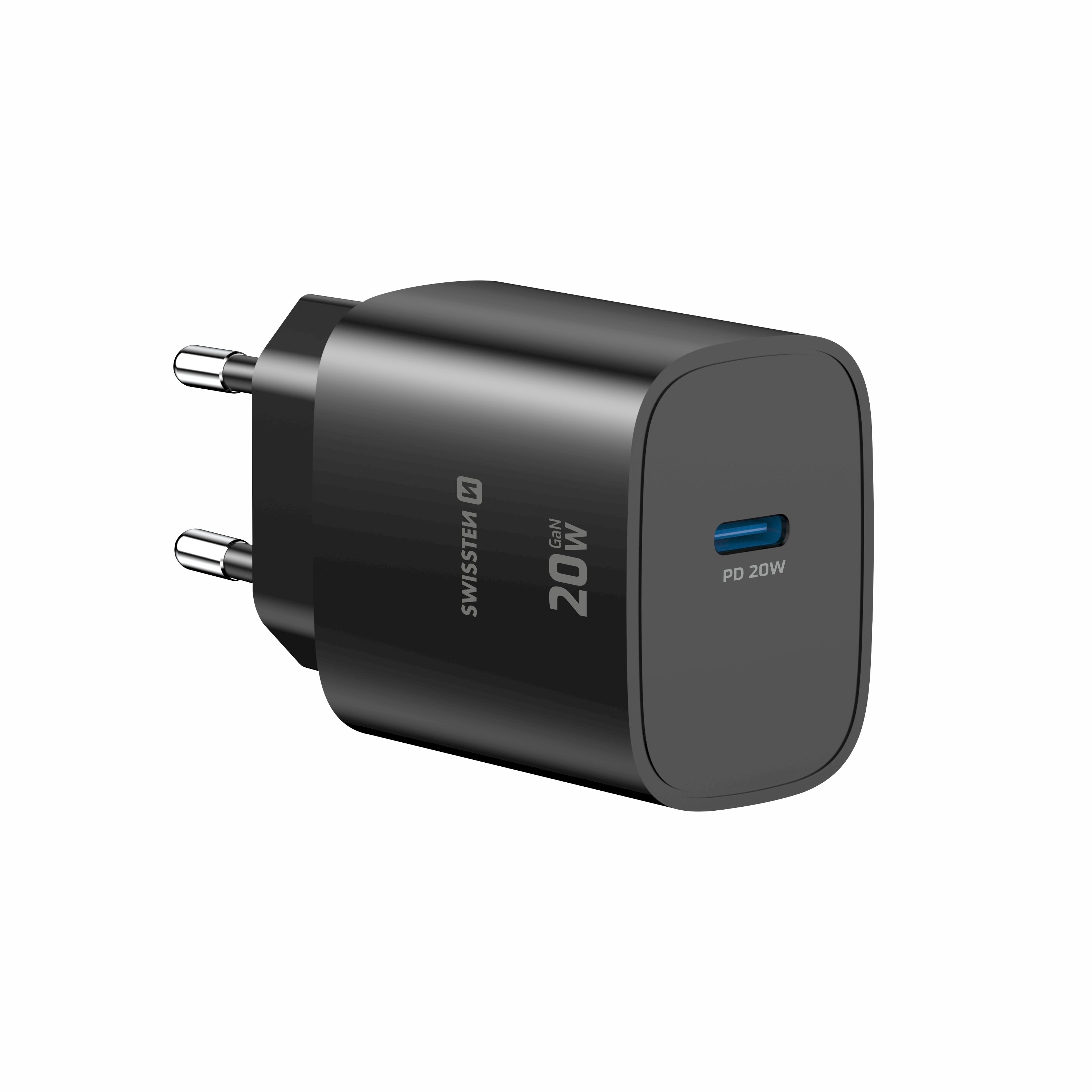 Swissten Edge USB-C GaN 20W Travel Charger, Black