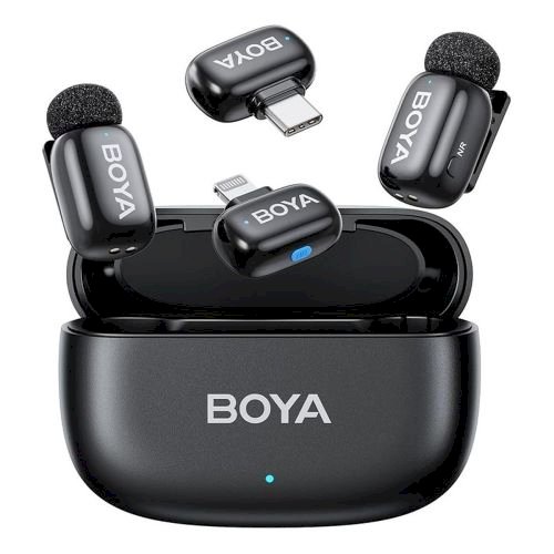 Boya Mini 2-01 Lightning + USB-C Wireless Microphone Set (2 Transmitters, 2 Receivers) / 2.4GHz / 48kHz/24bit
