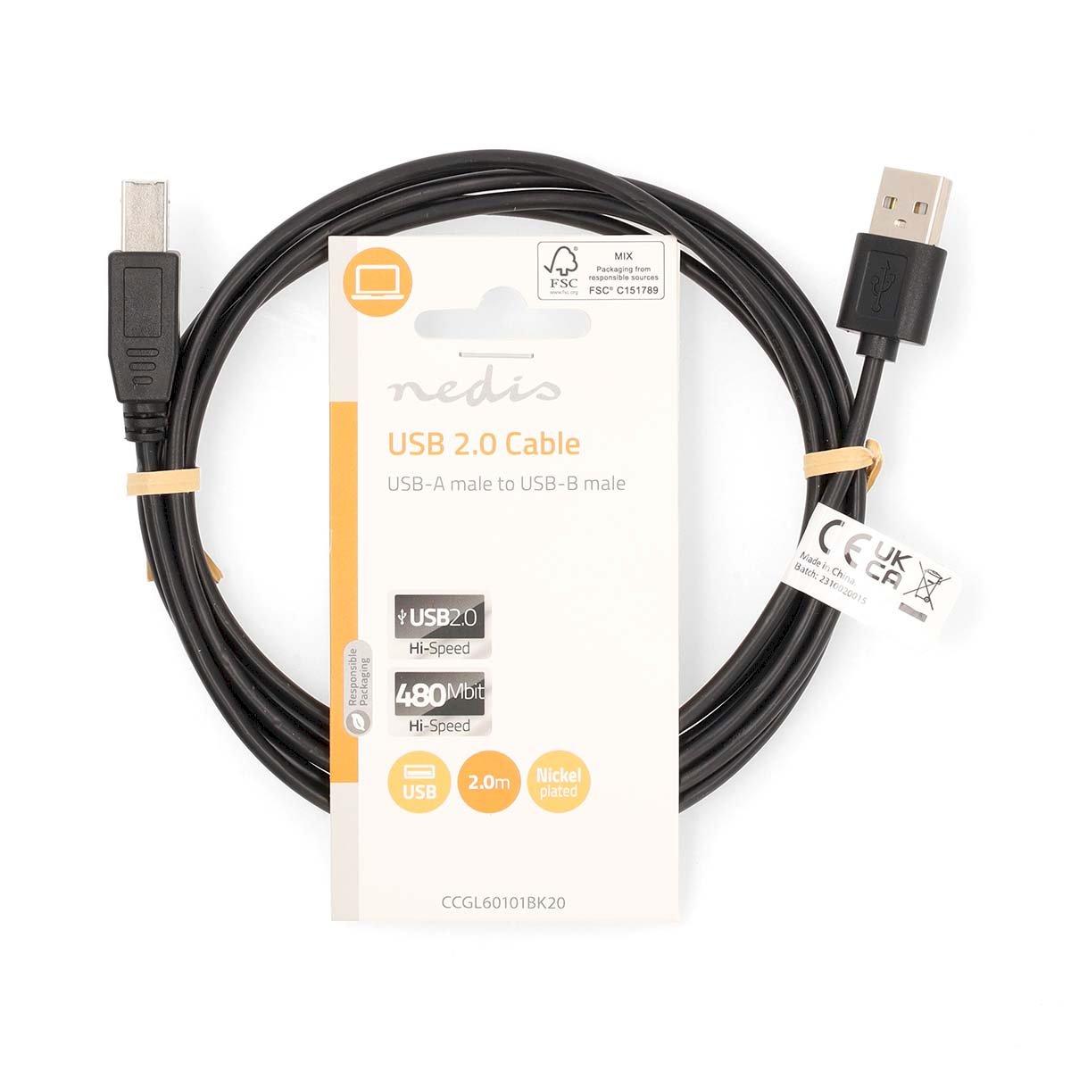 Nedis Printer Cable, 480 Mbps, 2m