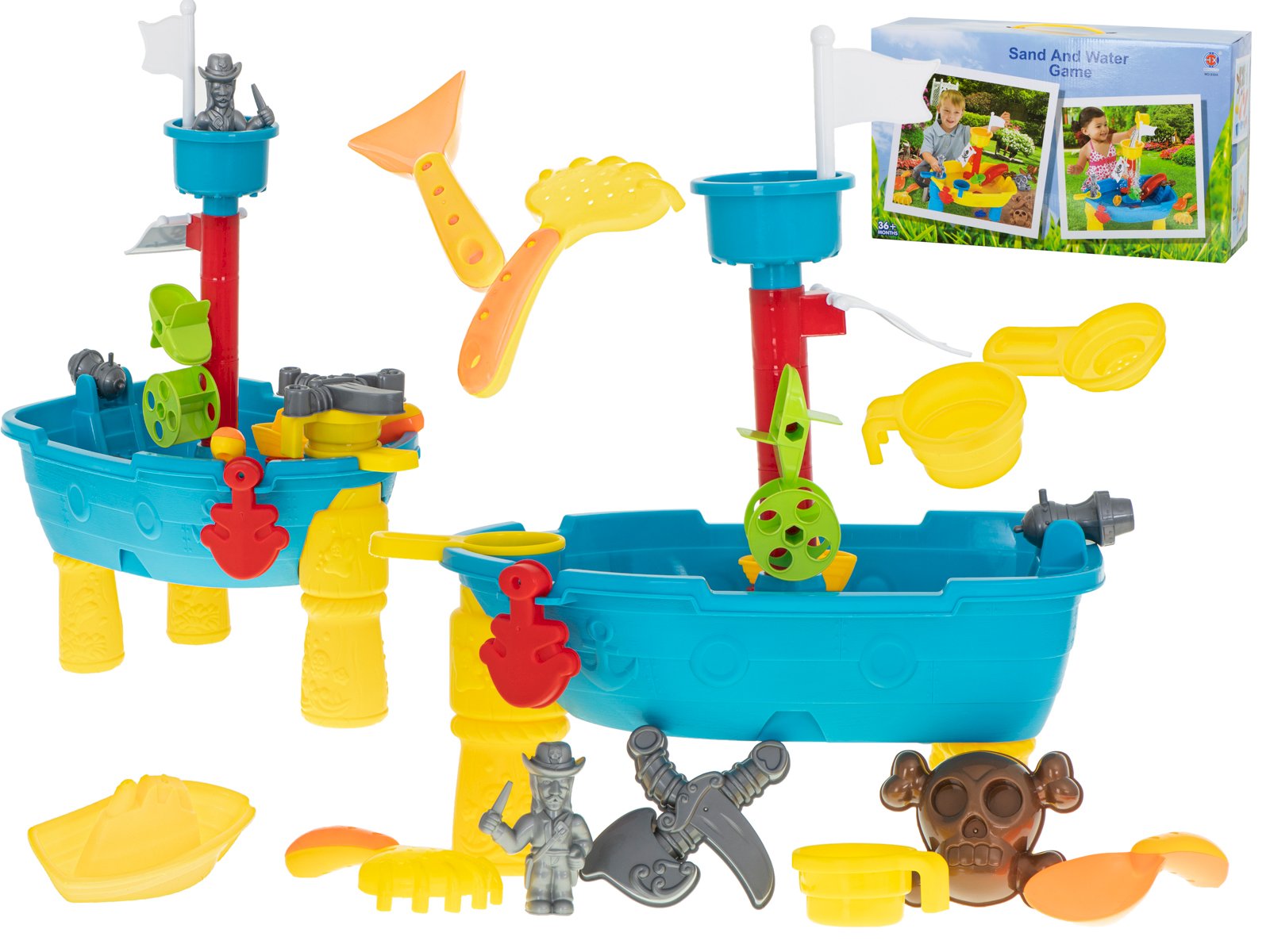 RoGer Water and Sand Play Table “Pirate Ship,” 25 Pieces